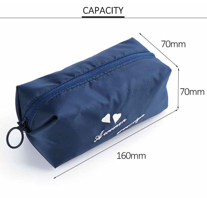 Basics Portable Waterproof Pure Color Pink Polyester Cosmetic Bag