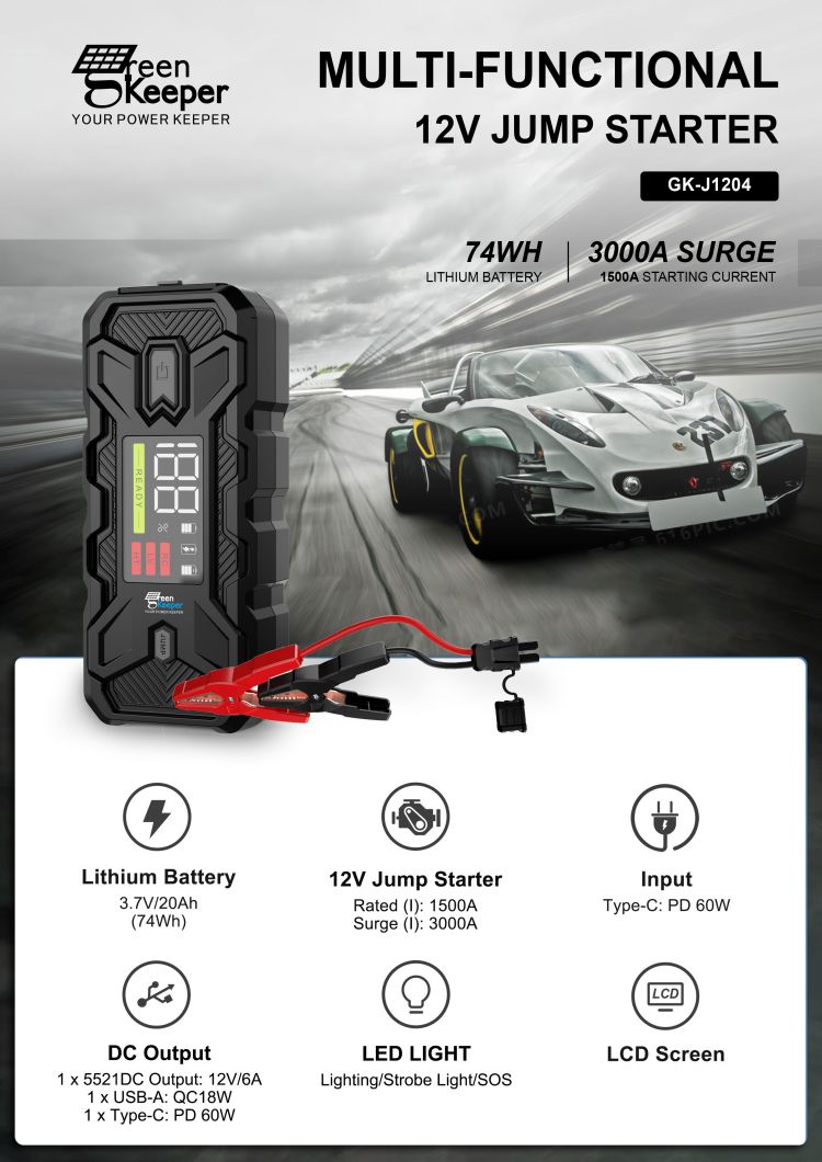 Emergency Car Battery Booster Pack Total Output 65w 20000mAh Portable Power Charger