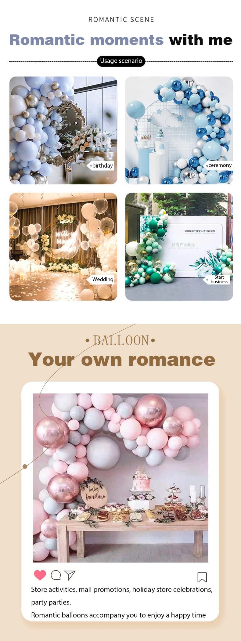 Pink Blue Latex Balloon Arch Kit Set Wedding Birthday Party Decoration Balloons Set