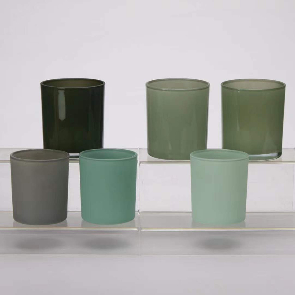 OEM Round Glass Jar Candle Holders Spray Color Machine Made