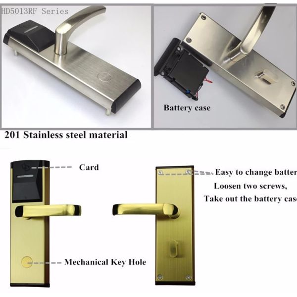Stainless Steel Electronic Card Key Door Lock / RFID Access Control Door Lock