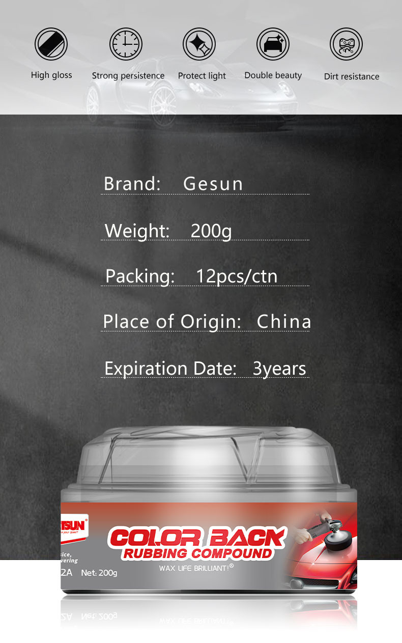 Color Back Car Care Paint Rubbing Compound For Headlights Water Based OEM