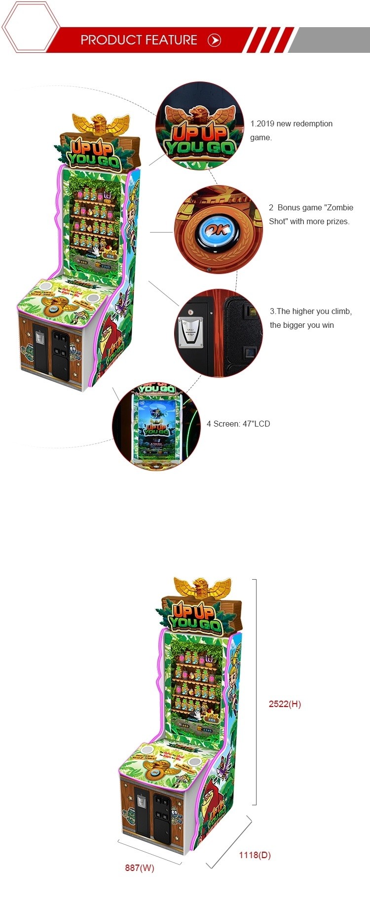 Classic 350W Redemption Arcade Machines For Children In Club And Bar
