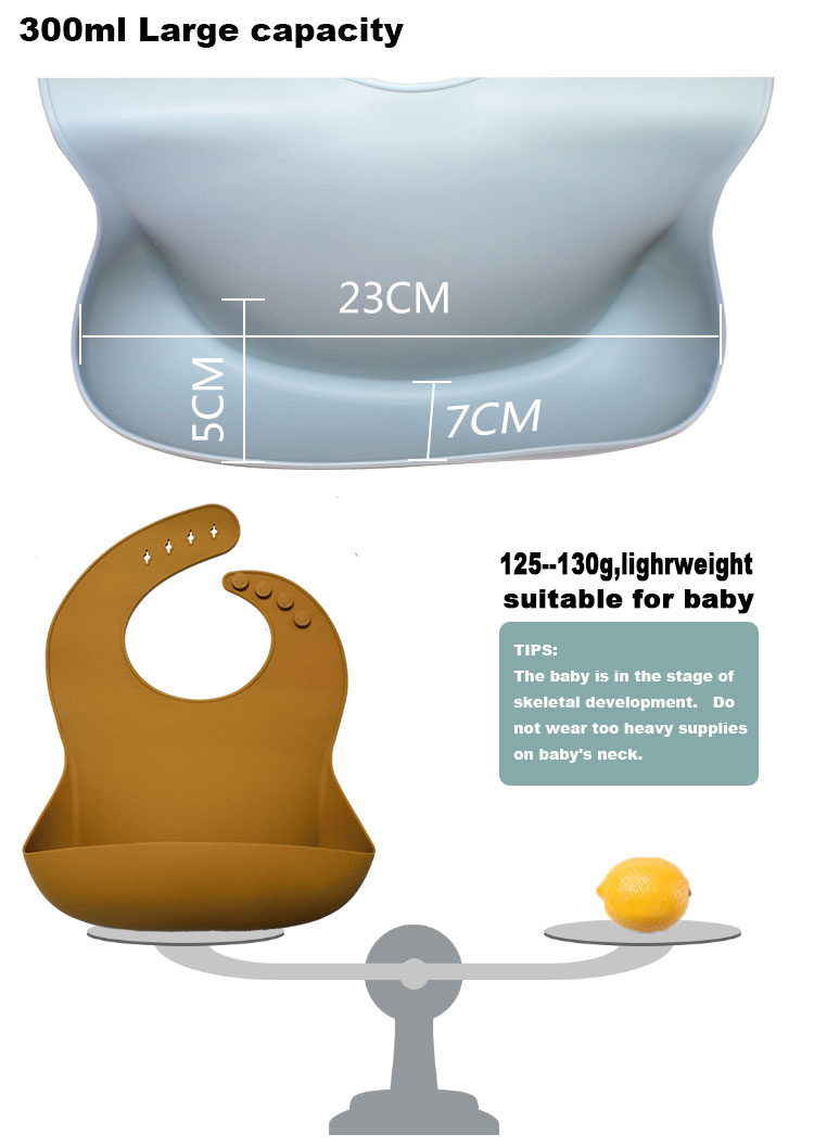 Antibacterial Toddler silicone scoop bib Waterproof Feeding Bibs With Crumb Catcher