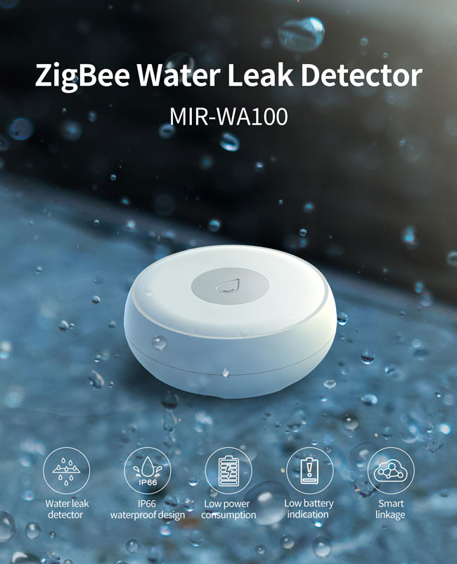 ABS Tuya Zigbee Flood Sensor 2.4GHz Battery Powered DC 3V