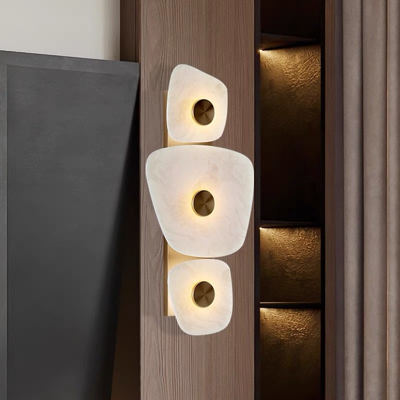 Marble led gold metal indoor decoration wall lamp for hotel