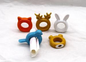 China Adorable Ceramic Napkin Holder Animal Design Napkin Ring Dolomite Colors Available wholesale