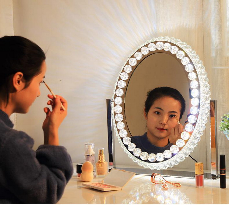Heart Crystal Vanity Mirror Led Magnifying Mirror ODM