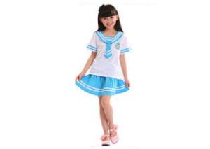 China Lapel Collar School Student Uniform Blue Stitching White Highlighting Innocence wholesale