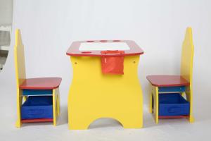 China W60*D44.5*H47.5CM Children Wooden Desk With 2 Chairs wholesale