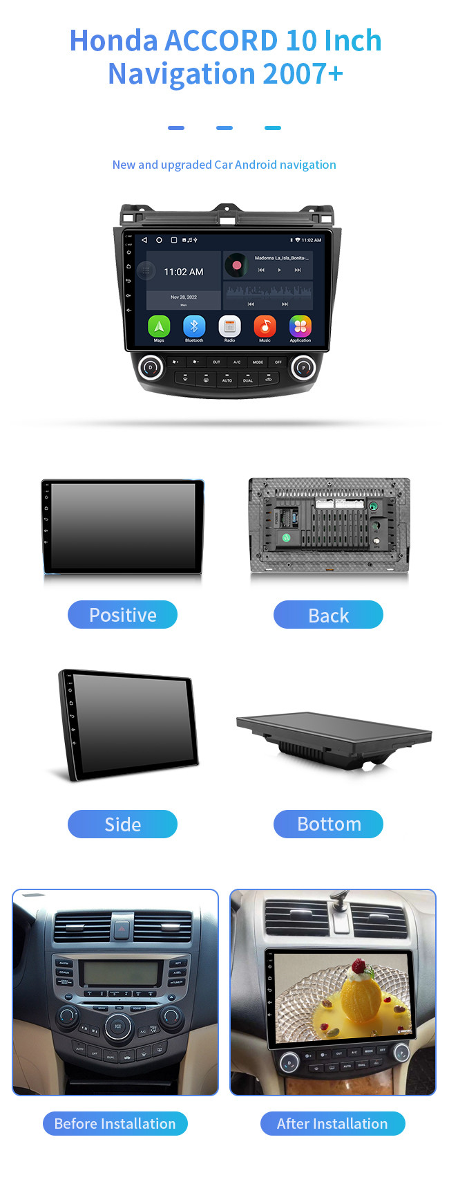 For Honda ACCORD 2007+ Full Touch Screen Car Screen Bluetooth Car Navigation