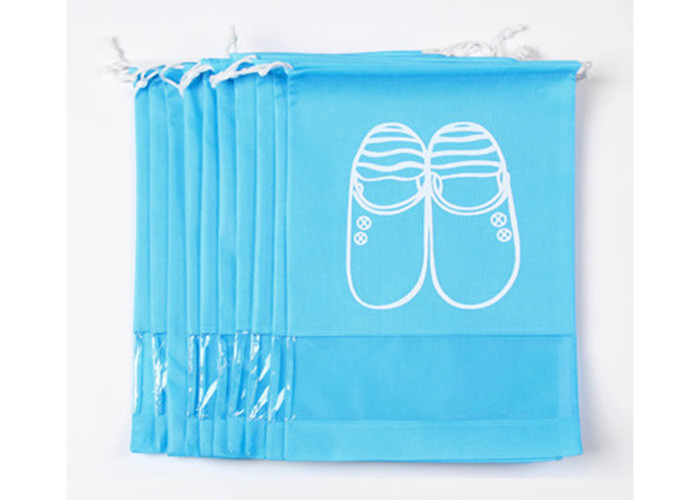 Polyester Drawstring Shoe Bags Promotional Custom Printed For Easy Travel