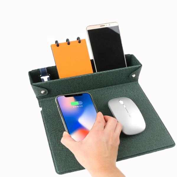 Quality Magnetic Wireless Charging Leather Desk Pad Multifunctional Folding for sale