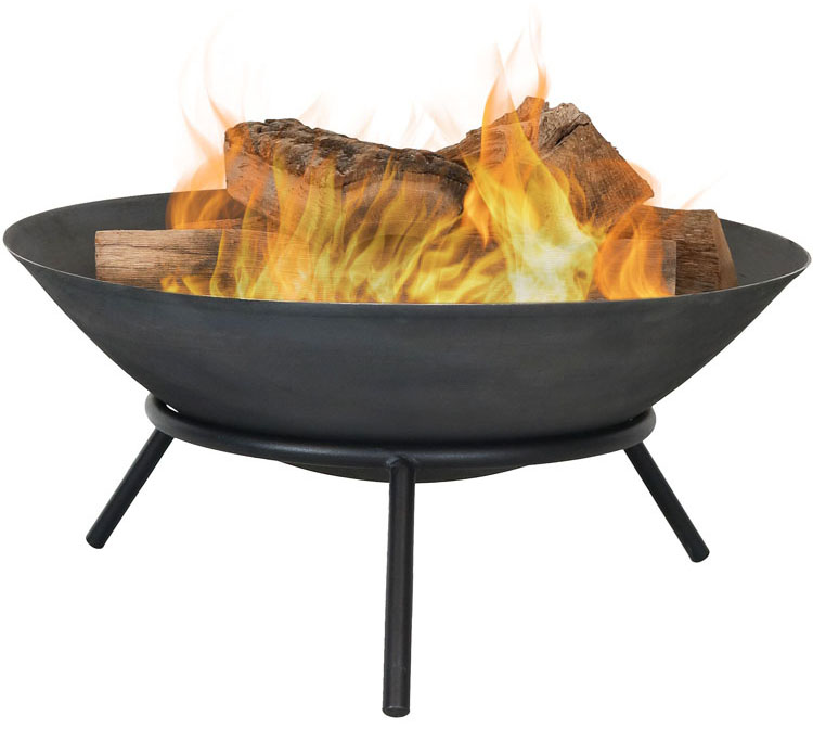 Stocked Round Firepit for Wood Burning in Backyard Garden and Outdoor Gatherings