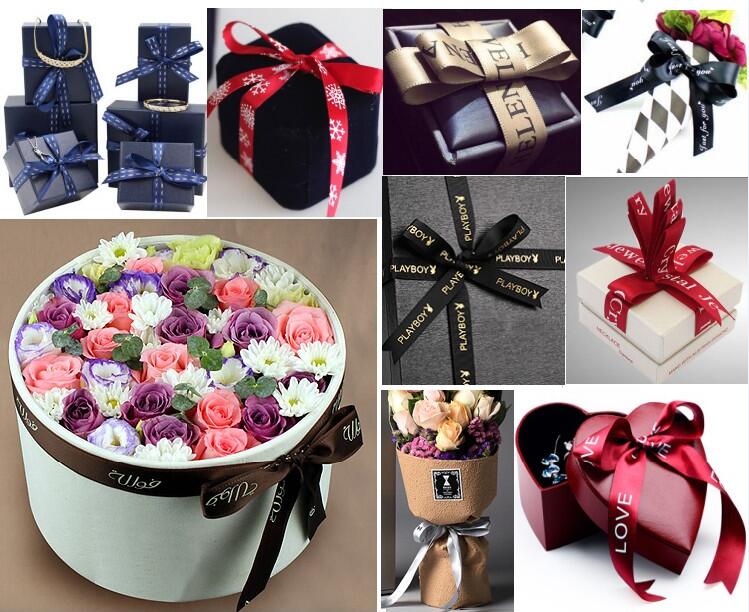 Colorful Polyester Satin Ribbon , Customized Size Printed Satin Ribbon