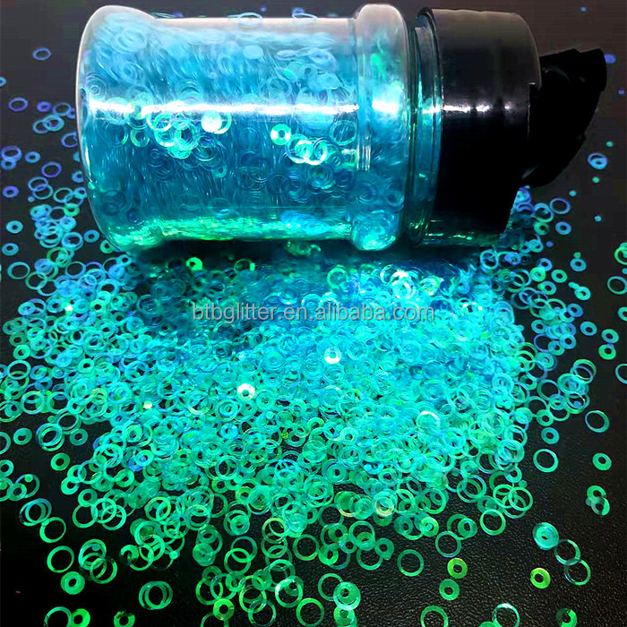 Beautify Glitter Sparkling Glitter Sky Blue Glittering Bling Open Circle Shaped in Customized Colors Avaliable