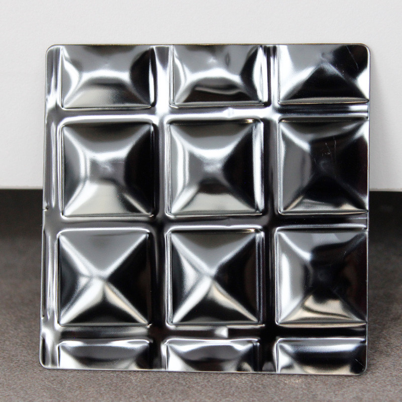 Decorative Metal Materials Stamping Finish 304 316 PVD Black Color Diamond Embossed Stainless Steel Sheet