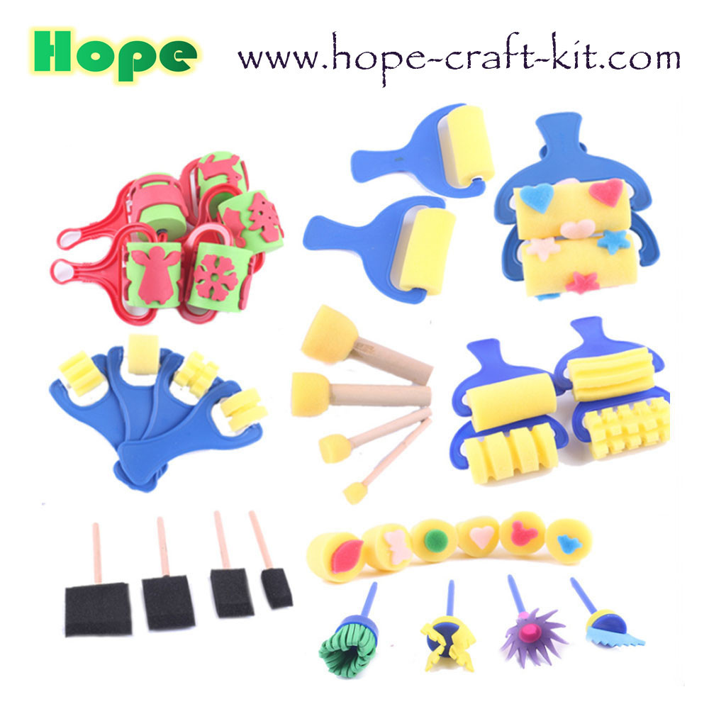 Kids DIY Painting Art Craft EVA Foam Paint Roller mini Sponge stamp roller foam brushes Sponge Roller kids Sponge Stamp
