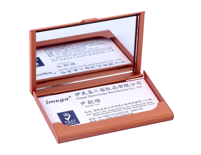 Personalized Aluminum Card Case Mirror Glass Magnetic Closure