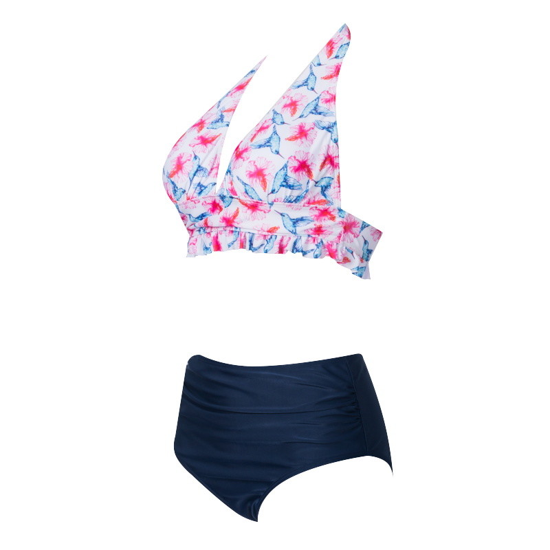 Tiered Layer Tie a Knot Front Top With Low waist Bikini swimsuit high cut