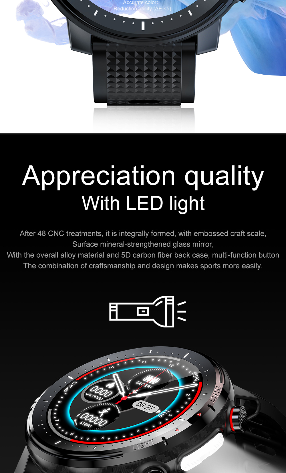 Temperature Smart Band L15 Watch Heart Rate Blood Pressure Monitor Cicret Bracelet Phone