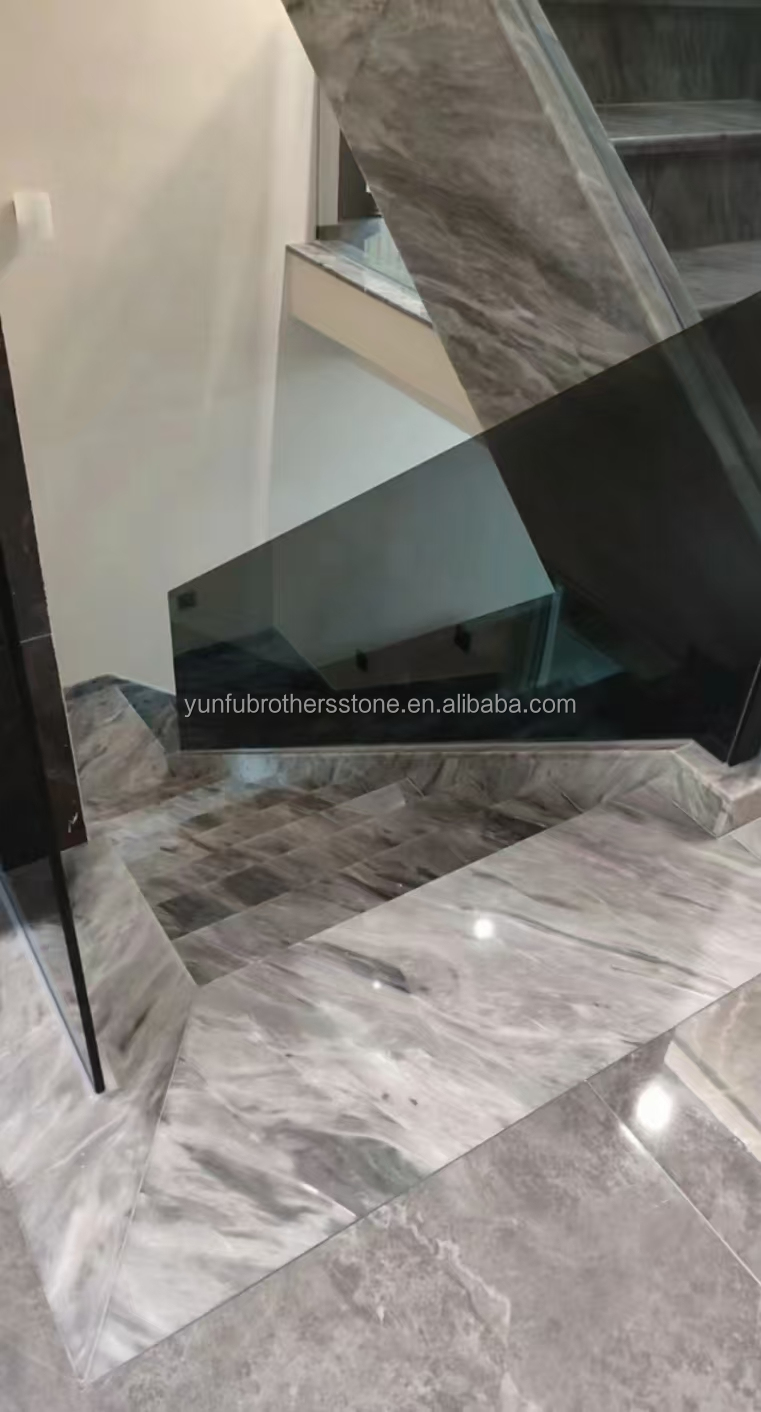 Popular Space Grey Marble Big Slab for Modern Light Gray Stairs in House and Hotel
