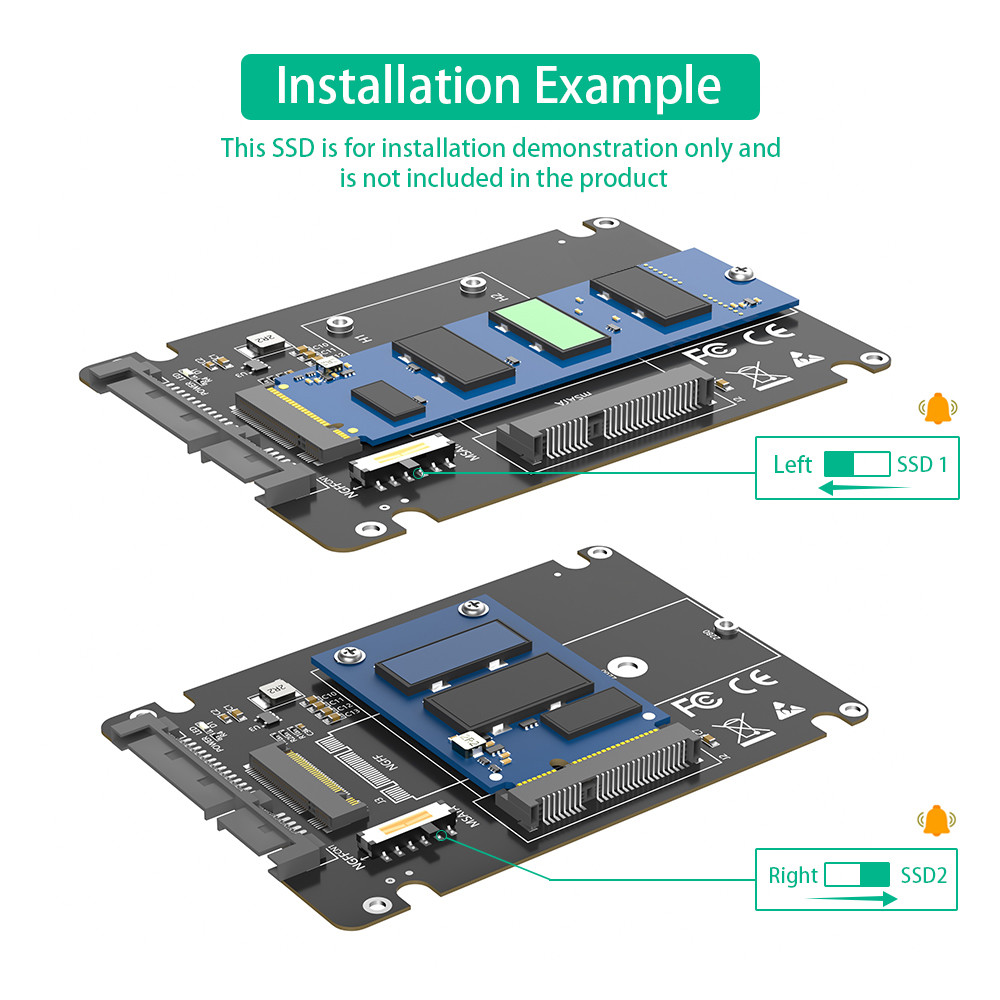 2 In 1 Combine M.2 NGFF Key B & MSATA SSD To 2.5 SATA3 Adapter With Plastic Enclosure