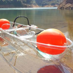 China Small Flat Bottom Fishing Boat , 2 Pedals Glass Floor Boat With Inflatable Air Floats wholesale