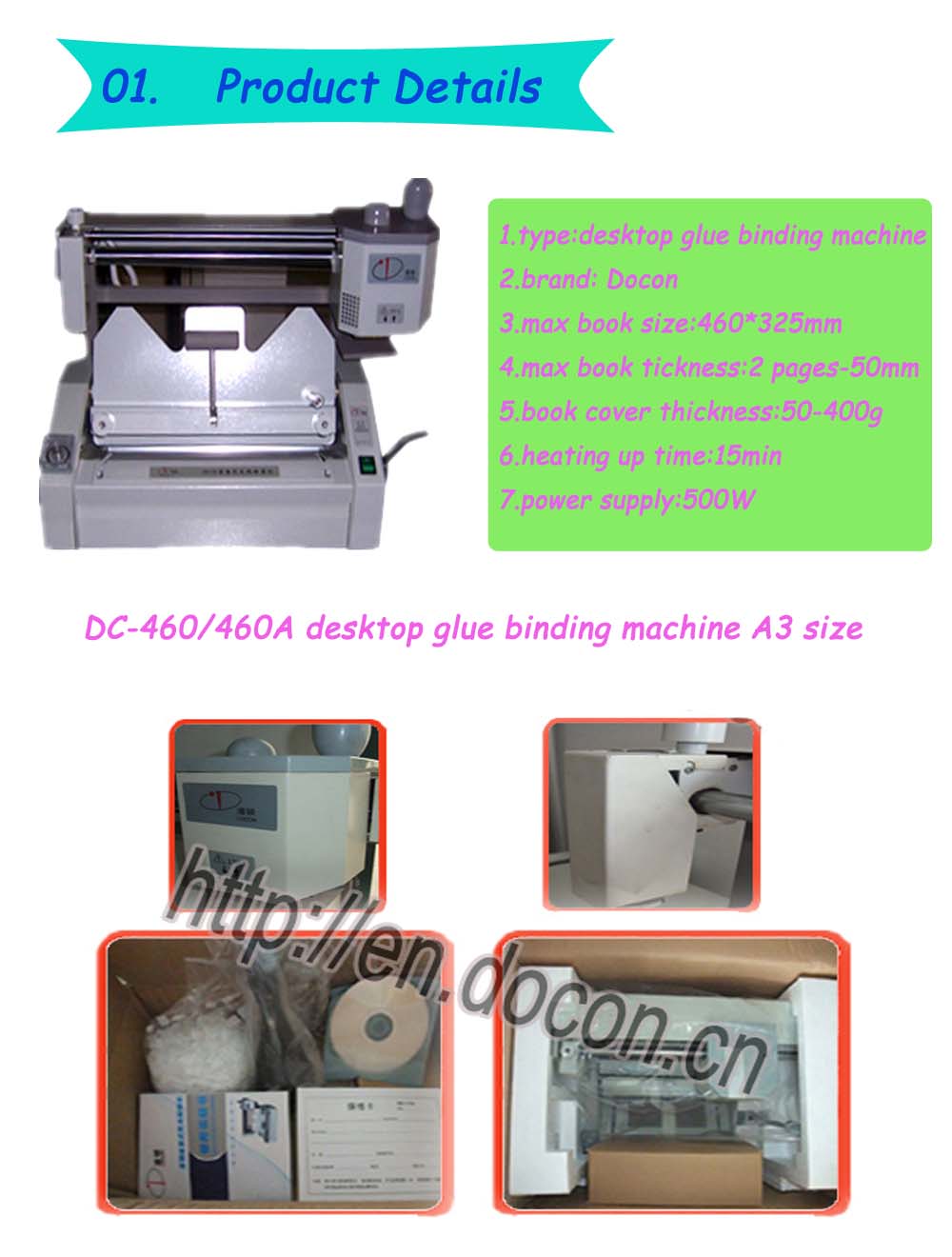 A3 size manually book binding machine DC-460A book binder machine