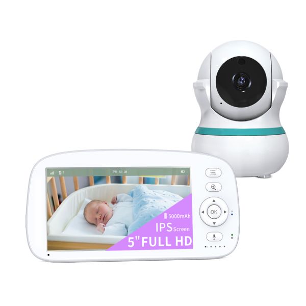 5 Inch HD Baby Monitor with 360° Camera and 5000mAh Battery