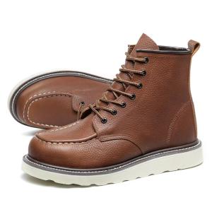 China Fashionable Steel Toe Work Boots Slip Resistant Mid Top Leather Boots Unisex wholesale