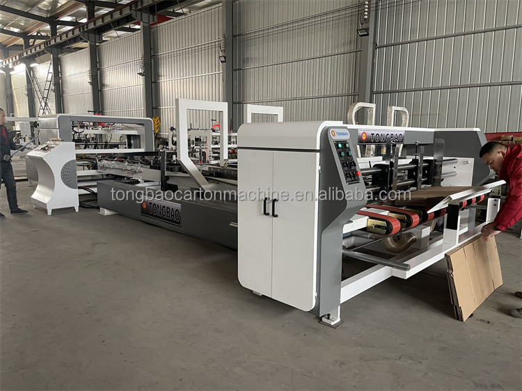 Corrugated Packaging Cartons Automatic Folder Gluer And Stitcher Bundling Machine