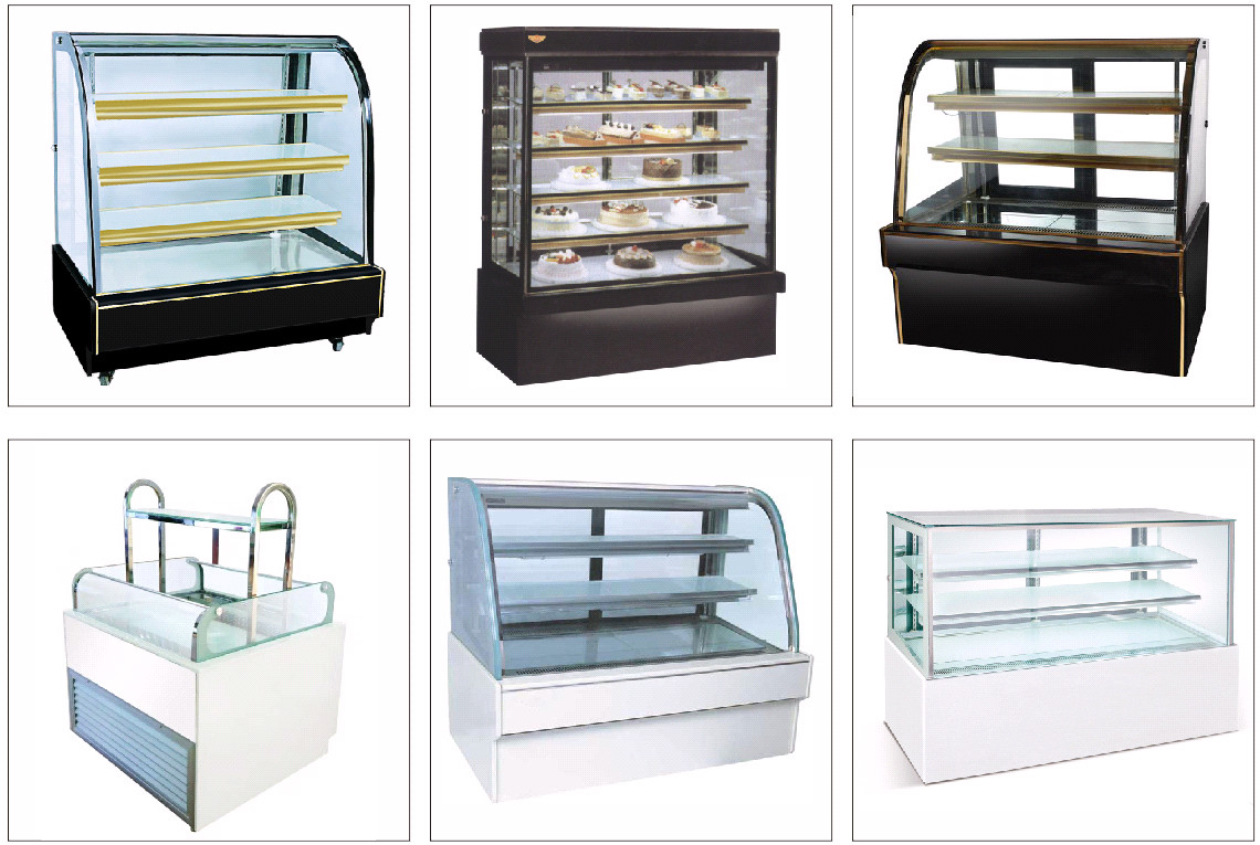Curved Glass Refrigerated Bakery Display Showcase With 2 / 3 Layers