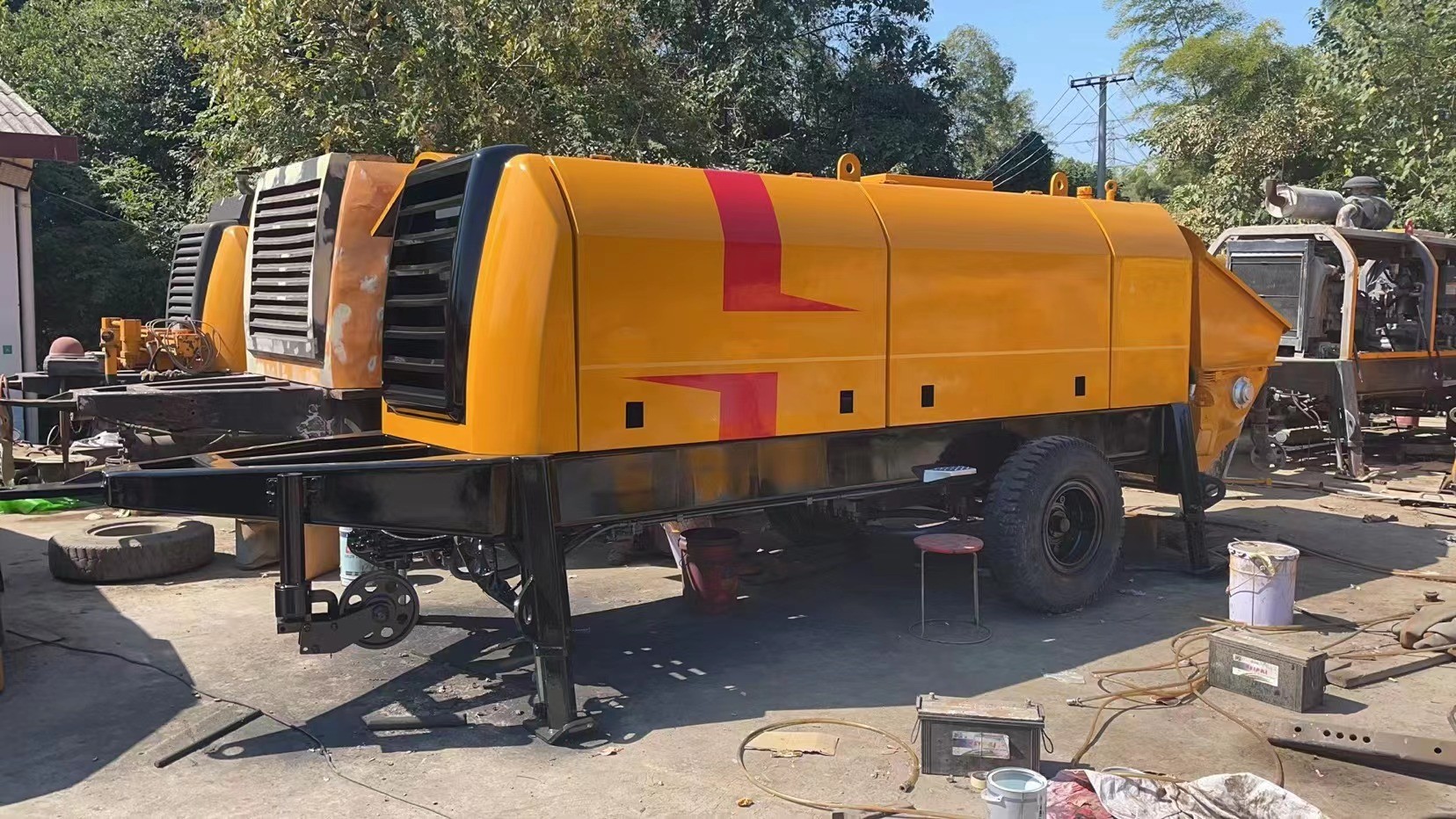 Diesel Electric Used Cement Pump Trailer HBT8018C-5D With 186 KW Power Rating