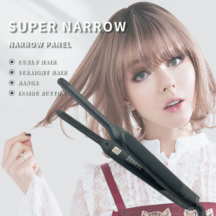 Fcc Professional Home Use Salon Travel Pencil Flat Iron, Small Flat Irons For Short Hair, Beard And Pixie Cut Flat Iron