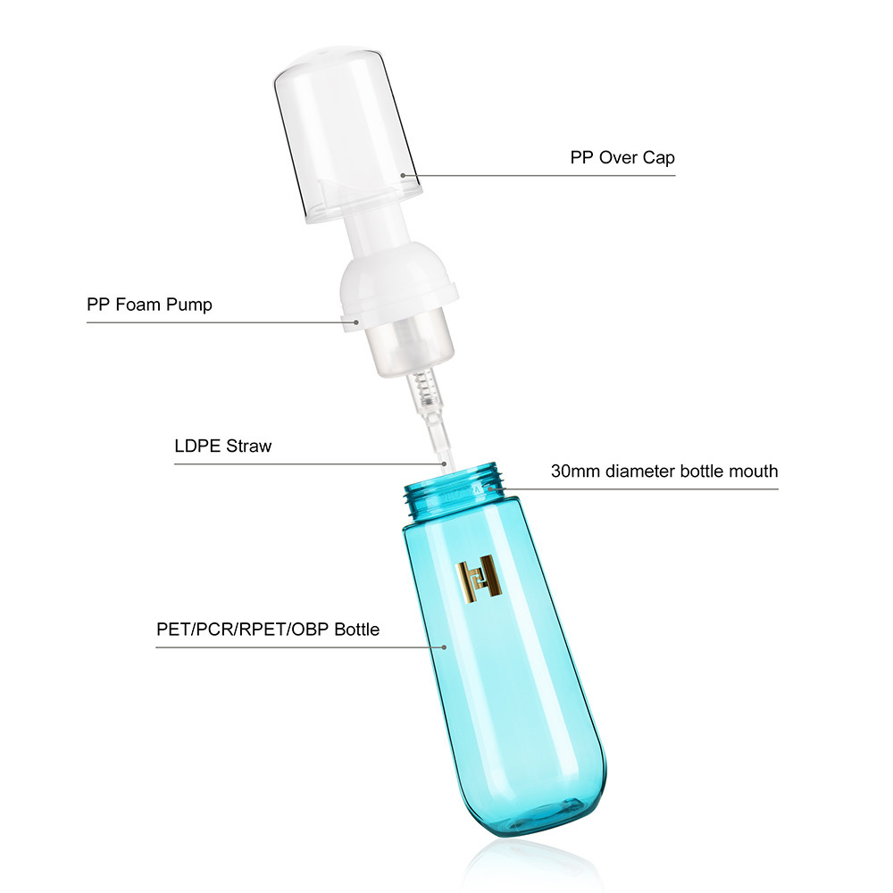 PET PCR Empty Foam Pump Bottle 50ML 100ML For Personal Care Products