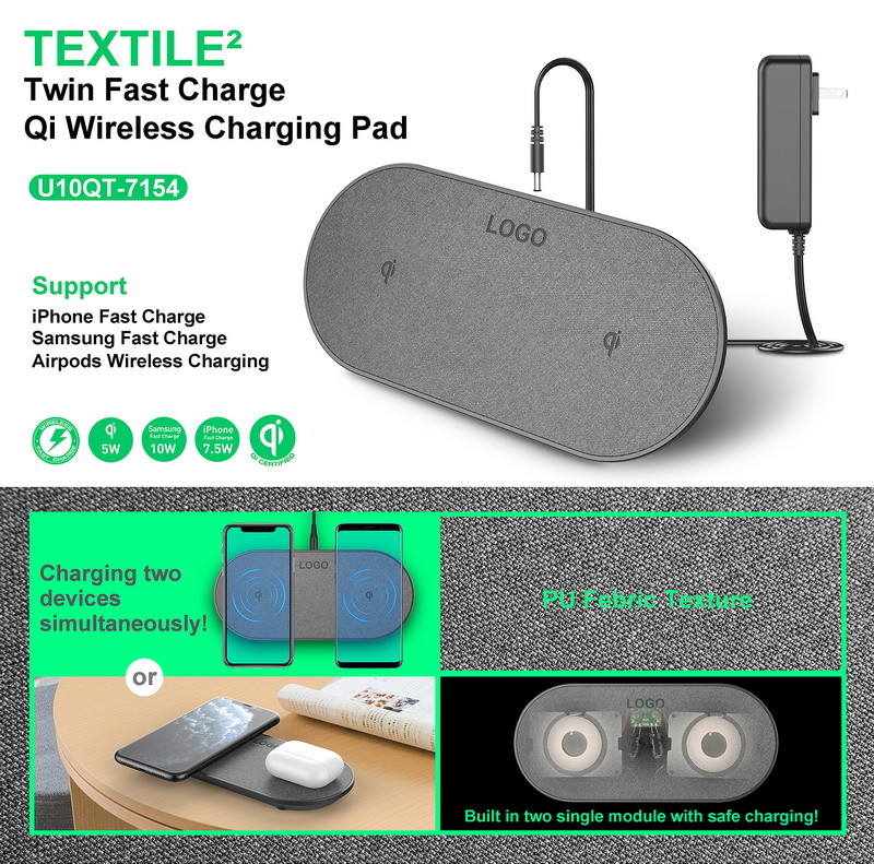 2 In 1 Free Position Wireless Charger , QI ID 8253 Dual Wireless Charging Pad For Samsung Iphone