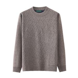 China Winter Thick Middle Aged Fleece Lined Sweater 12GG Simple Long Sleeve Knits wholesale