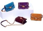 Polished Leather Single Womens Shoulder Handbags , Honeybee Fashion Rivets