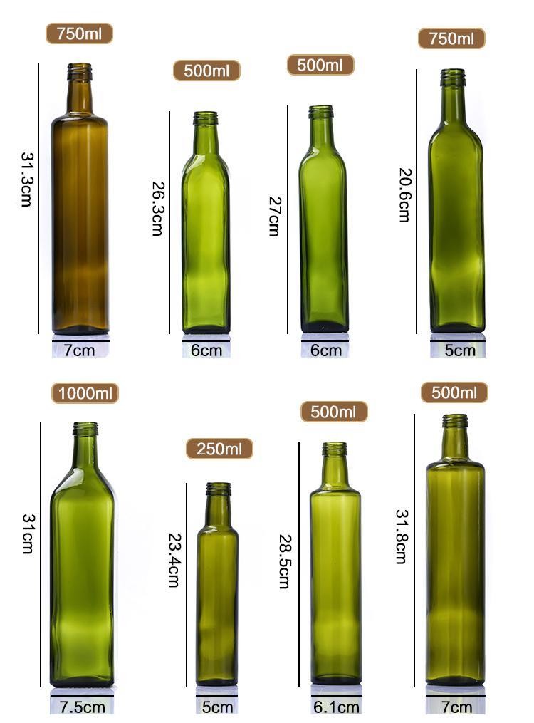 1000ml 750ml 500ml Marasca Glass Oil Bottle Food Grade In Bulk