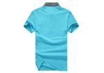 Short Sleeve Cotton Polo Shirts With 3D Pocket , Boys' Blue Polo Shirt
