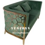 Modern Gold Stainless Steel Luxury Sofa Set Furniture Living Room Green Velvet