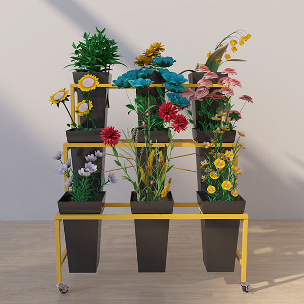 Gold Frame 750mm Length Flower Display Rack As Wedding Decoration
