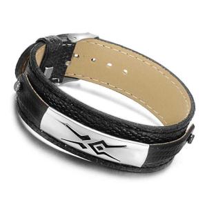 China Tagor Stainless Steel Jewelry Super Fashion Silicone Leather Bracelet Bangle TYSR039 wholesale