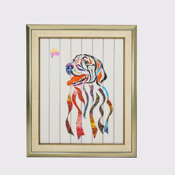 Chinese Zodiac Framed Art Twelve Animals Dog Home Decor Ribbon Painting