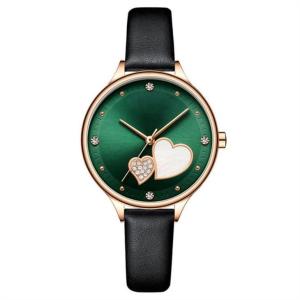 China Rhinestone Leather Diamond Quartz Watch Plexiglass Mirror 9mm Case wholesale