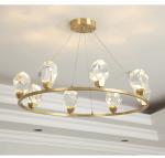 Modern Circle Rectangle Chandelier Lighting Living Dining Room Diamond Crystal