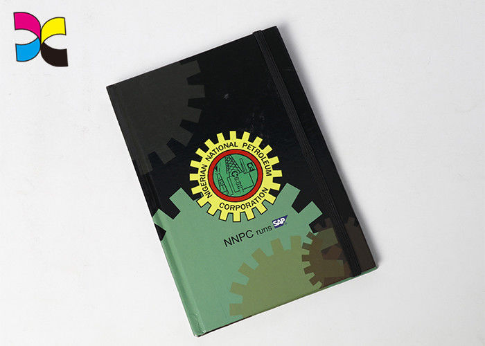 BLACK Elastic Custom Made Notebooks Gloss Matt Varnish 128gsm Custom Dimension