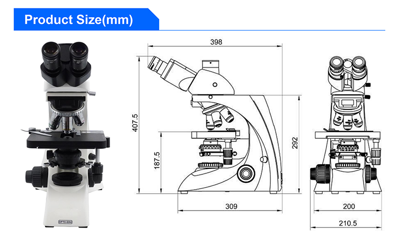 Mechanical Trinocualr Laboratory Metal Microscope Double Layer LED OPTO-EDU A12.2602 400X