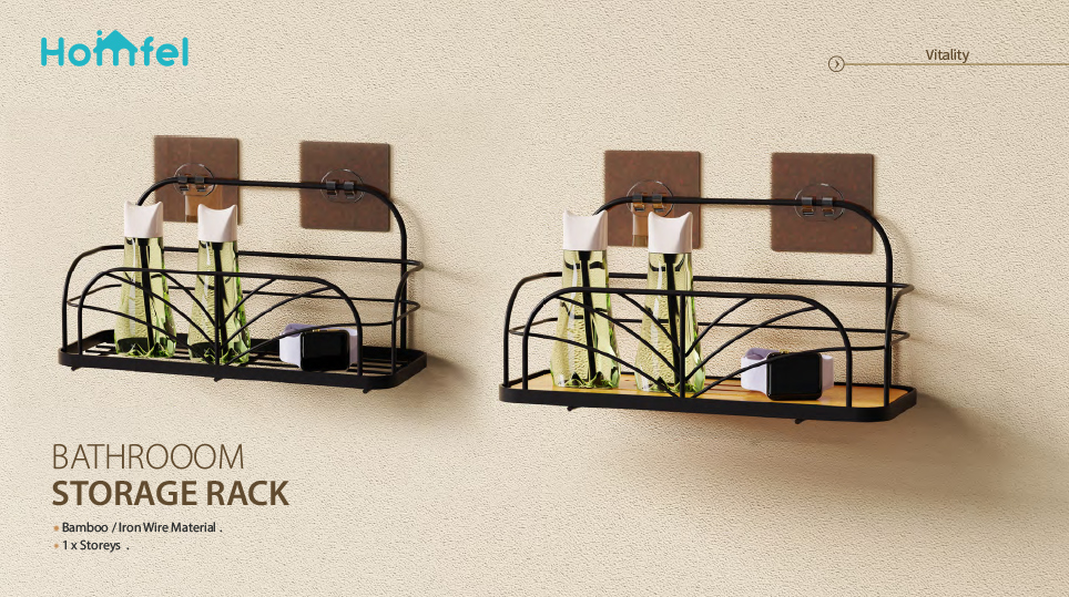 Hanging Wall Mounted Bathroom Shower Caddy Organizer Single Tier Modern Style